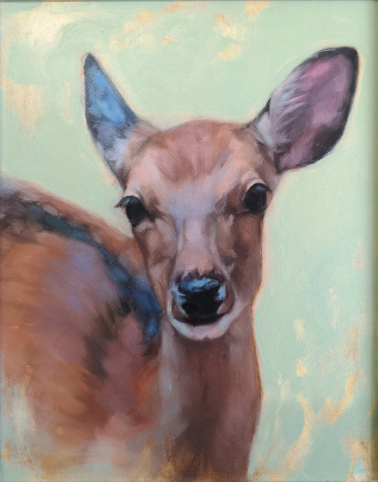 Original Framed Oil Painting - 'Curious Fawn'