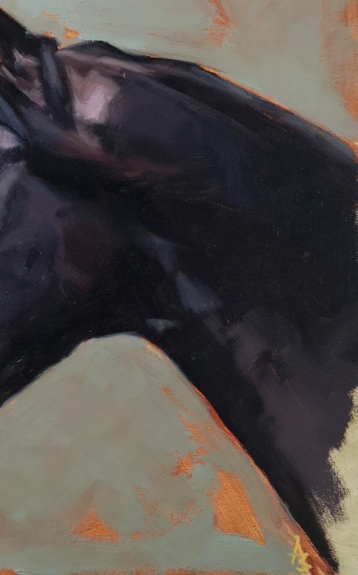 'Ebony' Lusitano Horse - Original Oil Painting