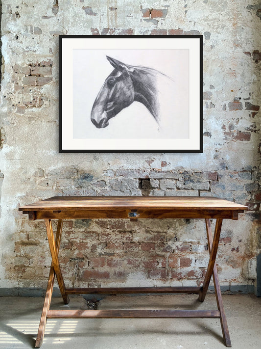 Original Horse Charcoal Drawing - 'Reina'