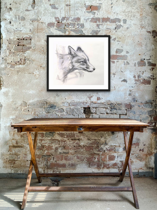 Original Fox Charcoal Drawing