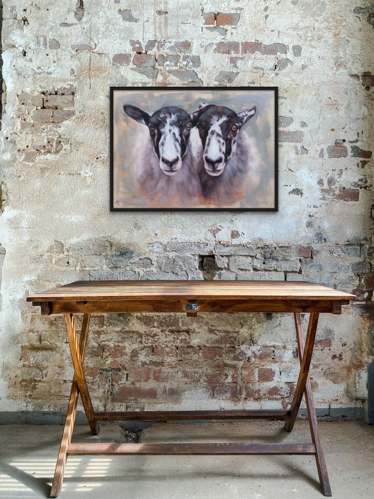 'Double Trouble' - Original Mule Sheep Oil Painting