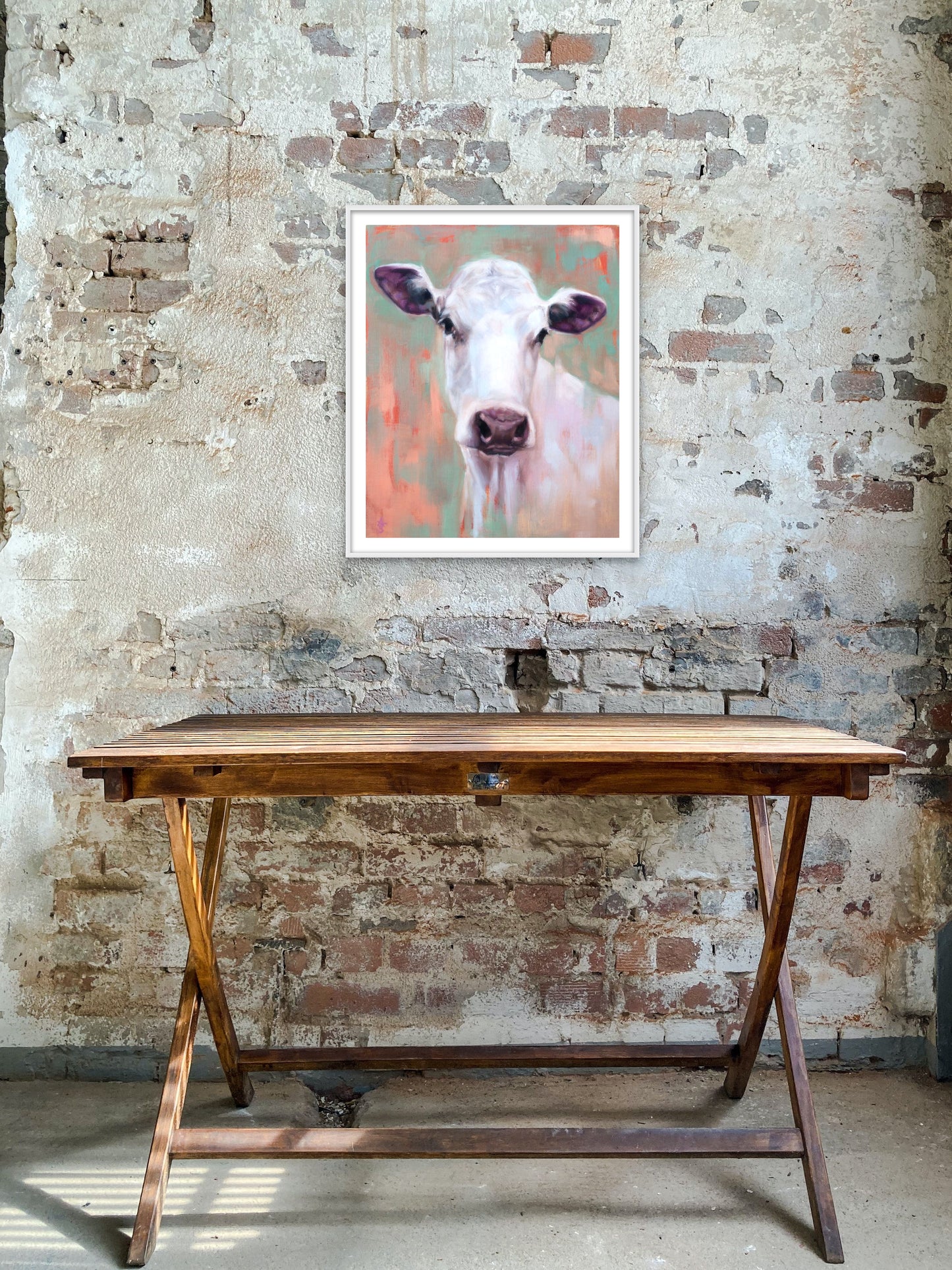 White Dairy Cow - 'Clarisse' - 10" x 12" Fine Art Print