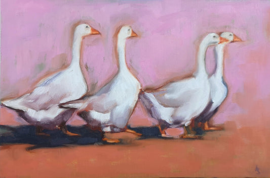 'Gaggle of Geese' - Original Oil Painting