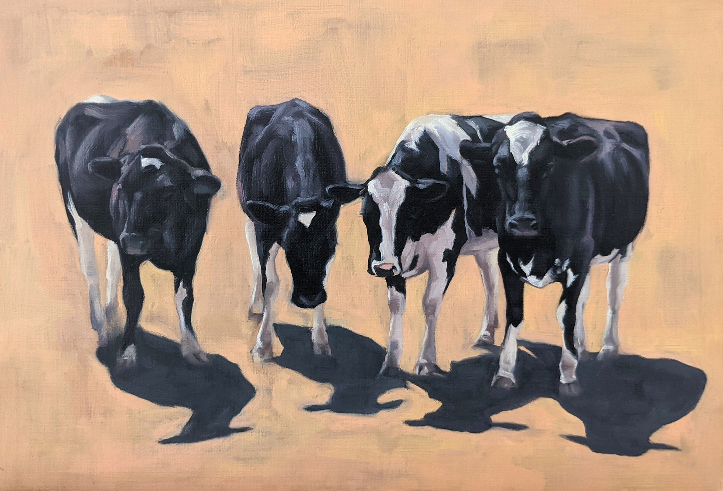 'Little gang of cows' - Original Oil Painting